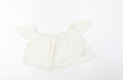 Womens UK Size 8 Topshop Beige Cropped Blouse