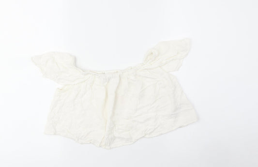Womens UK Size 8 Topshop Beige Cropped Blouse