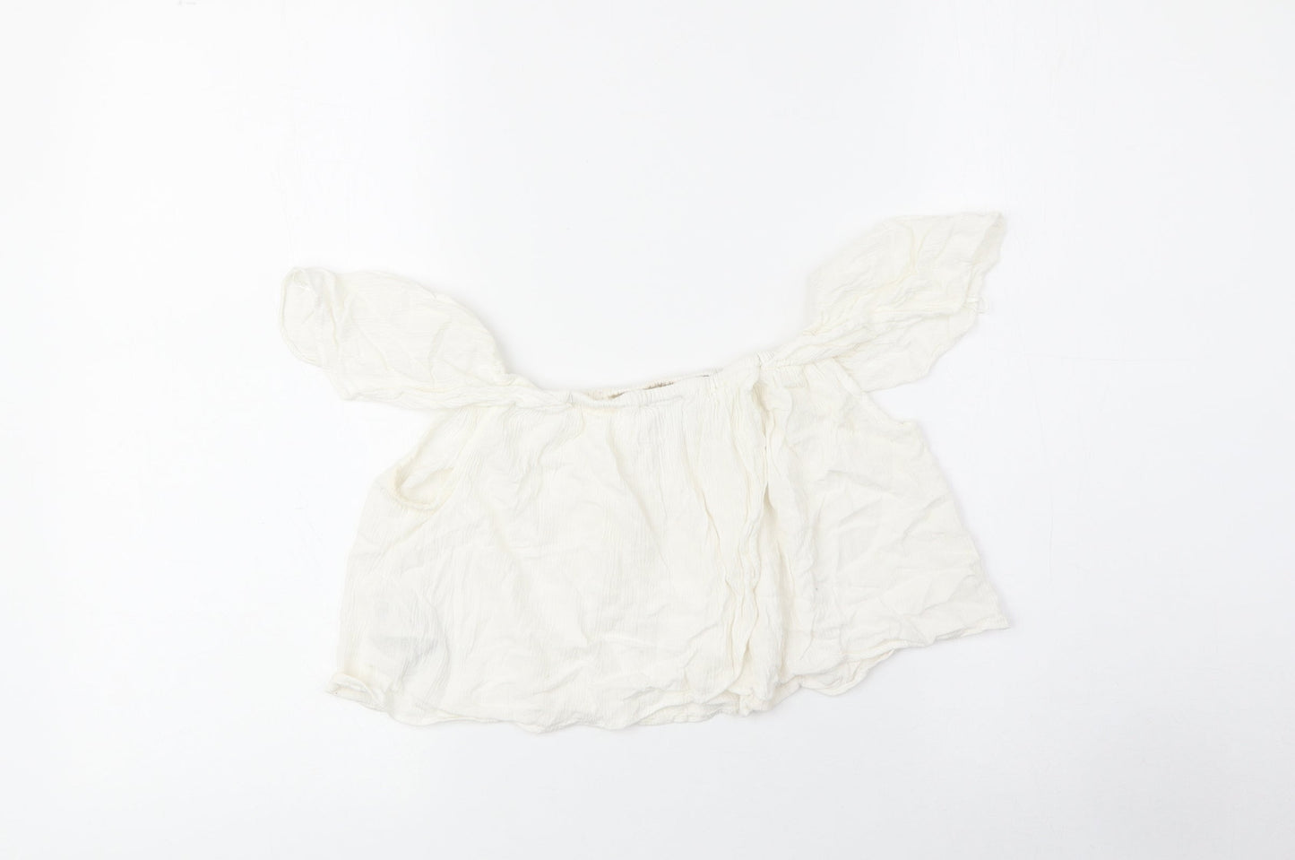 Womens UK Size 8 Topshop Beige Cropped Blouse