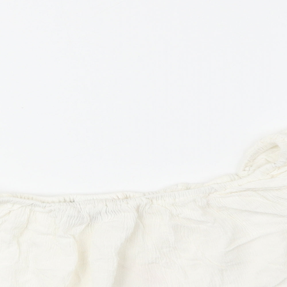 Womens UK Size 8 Topshop Beige Cropped Blouse
