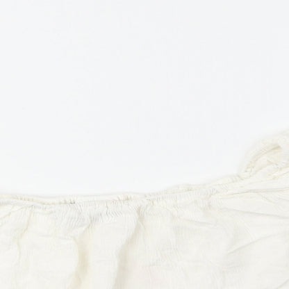 Womens UK Size 8 Topshop Beige Cropped Blouse
