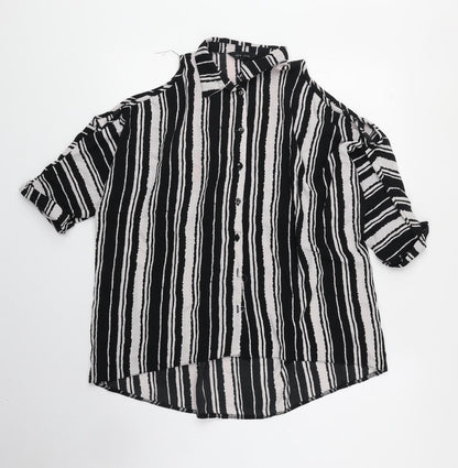 Womens UK Size 8 New Look Black Basic Button-Up