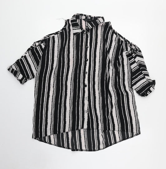 Womens UK Size 8 New Look Black Basic Button-Up