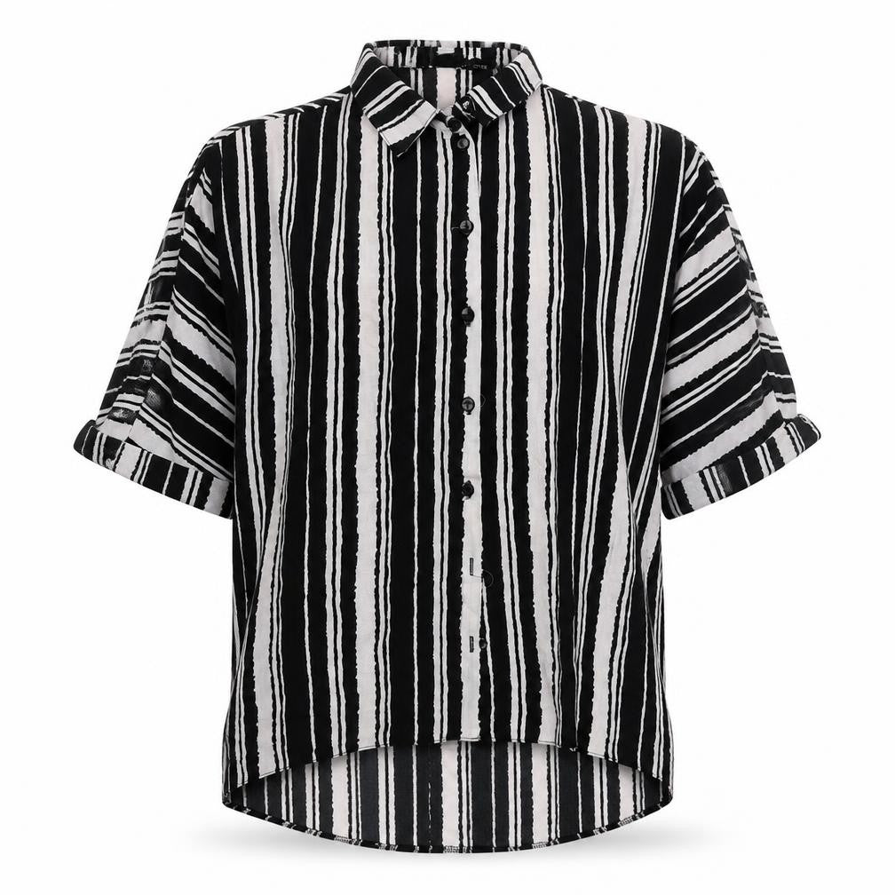 Womens UK Size 8 New Look Black Basic Button-Up