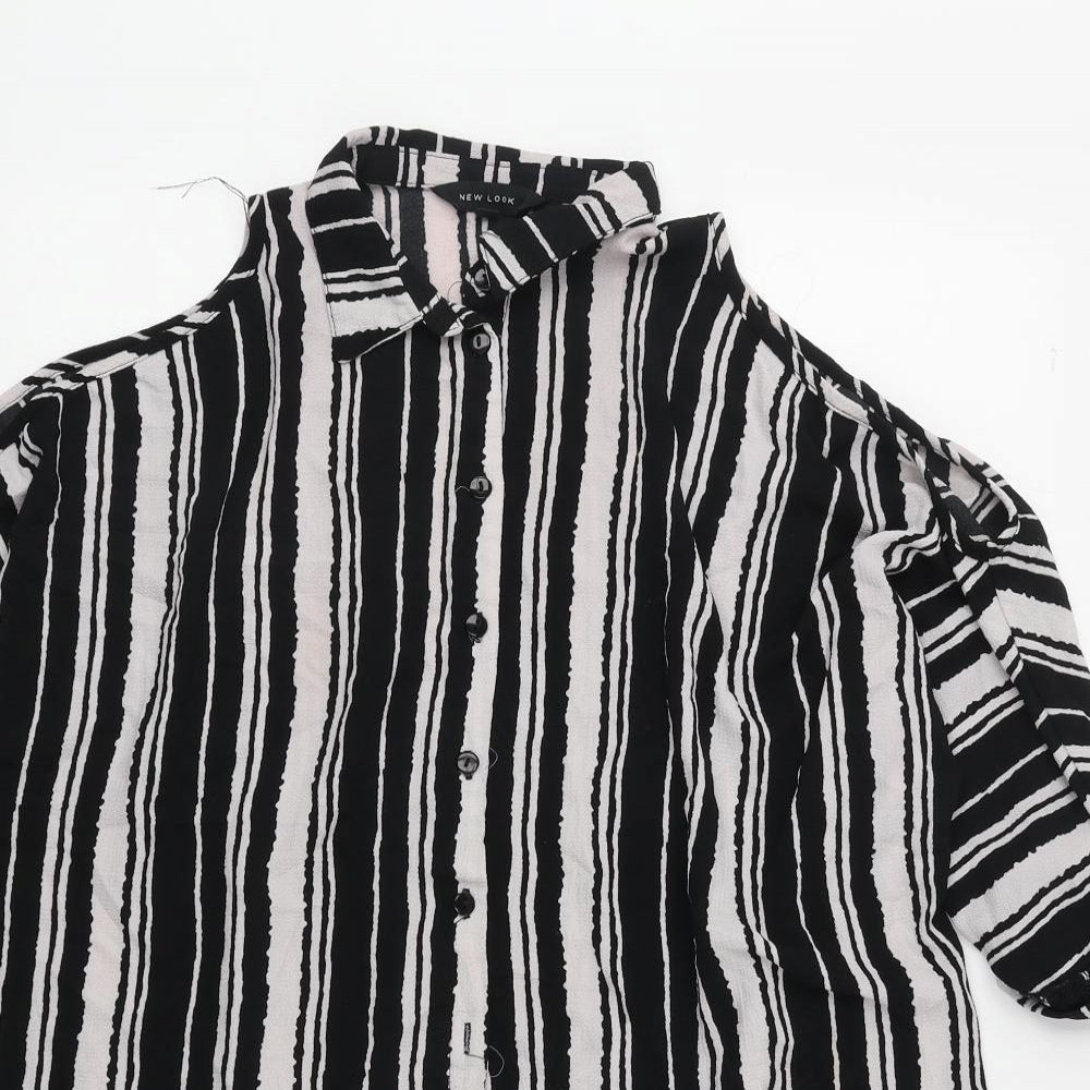 Womens UK Size 8 New Look Black Basic Button-Up