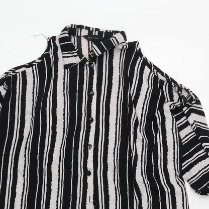 Womens UK Size 8 New Look Black Basic Button-Up