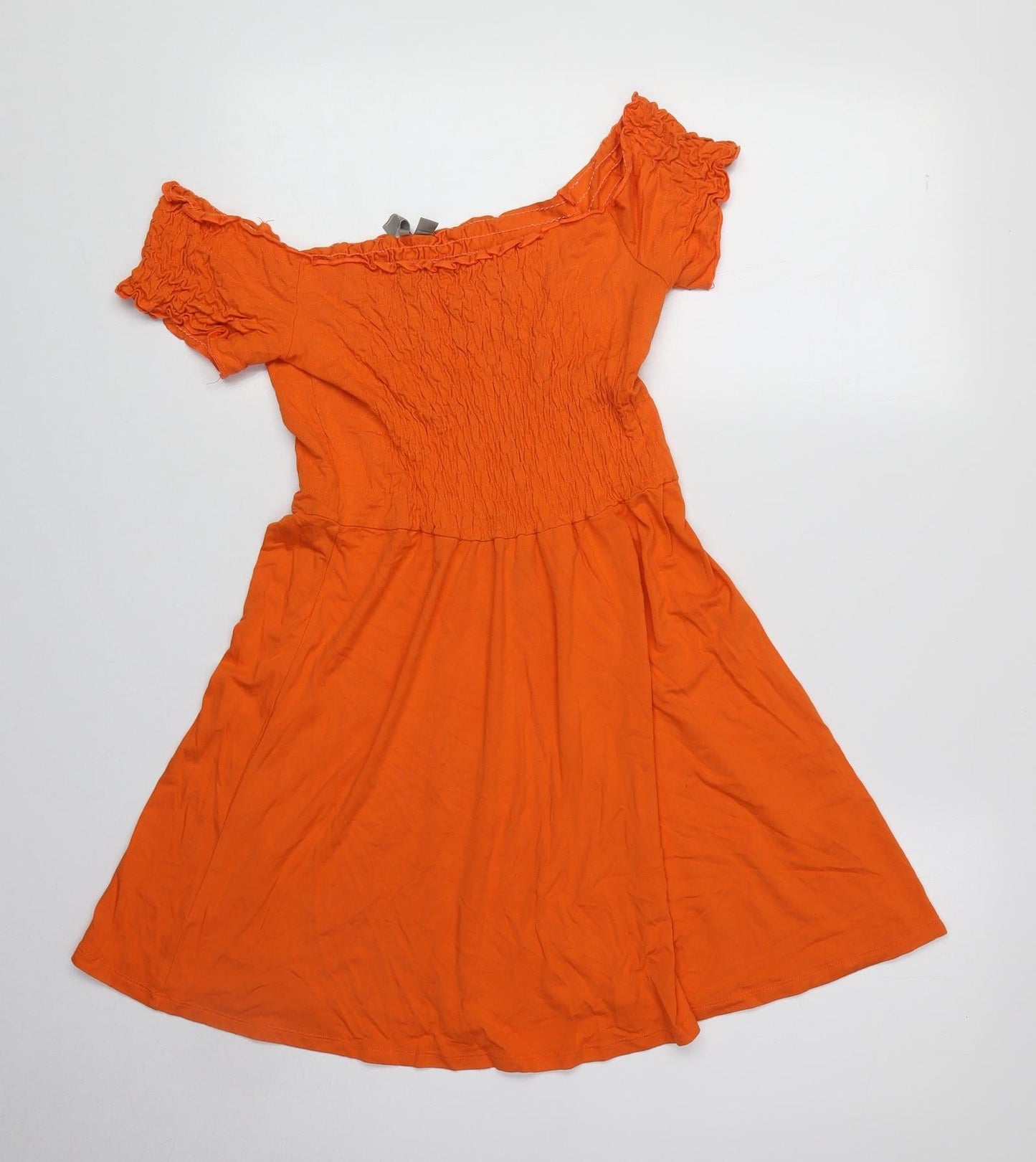 ASOS Womens Orange Viscose A-Line Size 6 Off the Shoulder Pullover