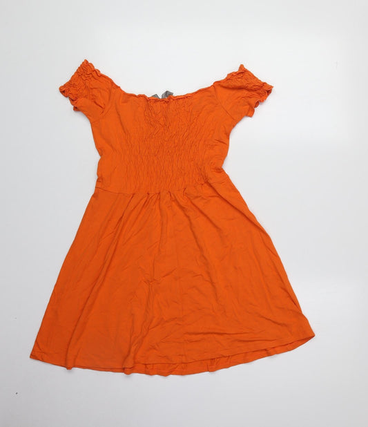 ASOS Womens Orange Viscose A-Line Size 6 Off the Shoulder Pullover