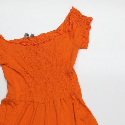 ASOS Womens Orange Viscose A-Line Size 6 Off the Shoulder Pullover