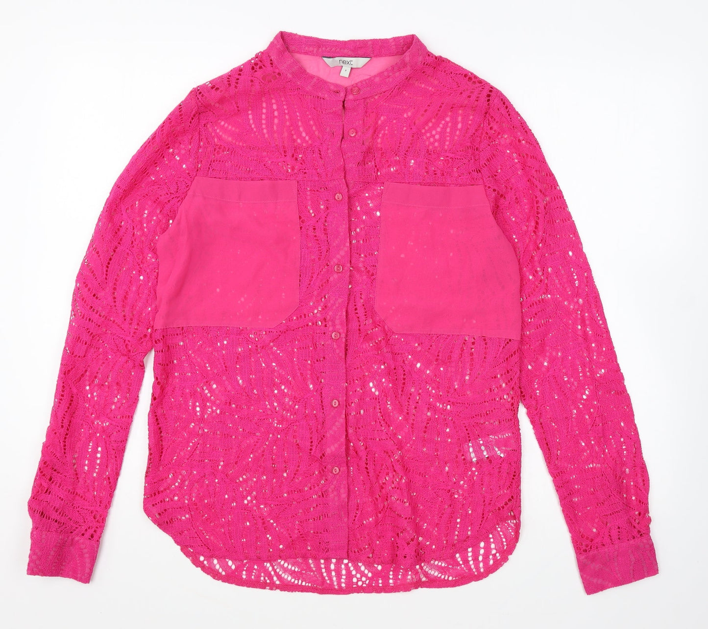 Womens UK Size 8 NEXT Pink Basic Button-Up