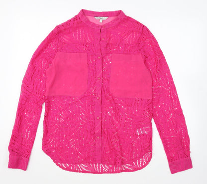 Womens UK Size 8 NEXT Pink Basic Button-Up