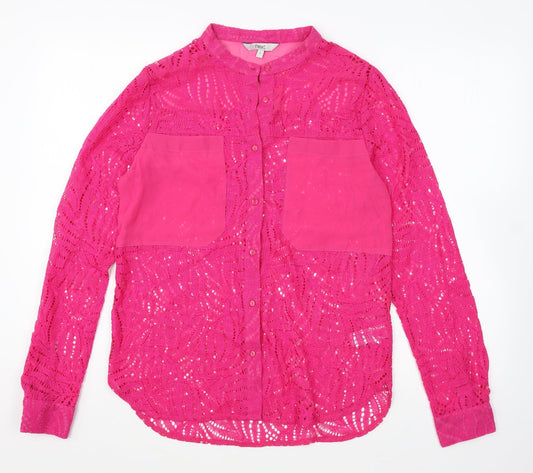 Womens UK Size 8 NEXT Pink Basic Button-Up