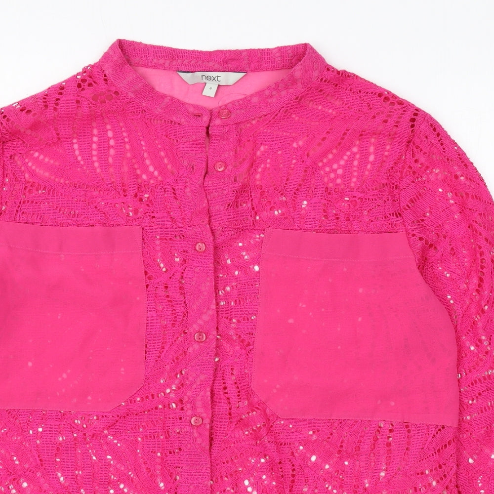 Womens UK Size 8 NEXT Pink Basic Button-Up