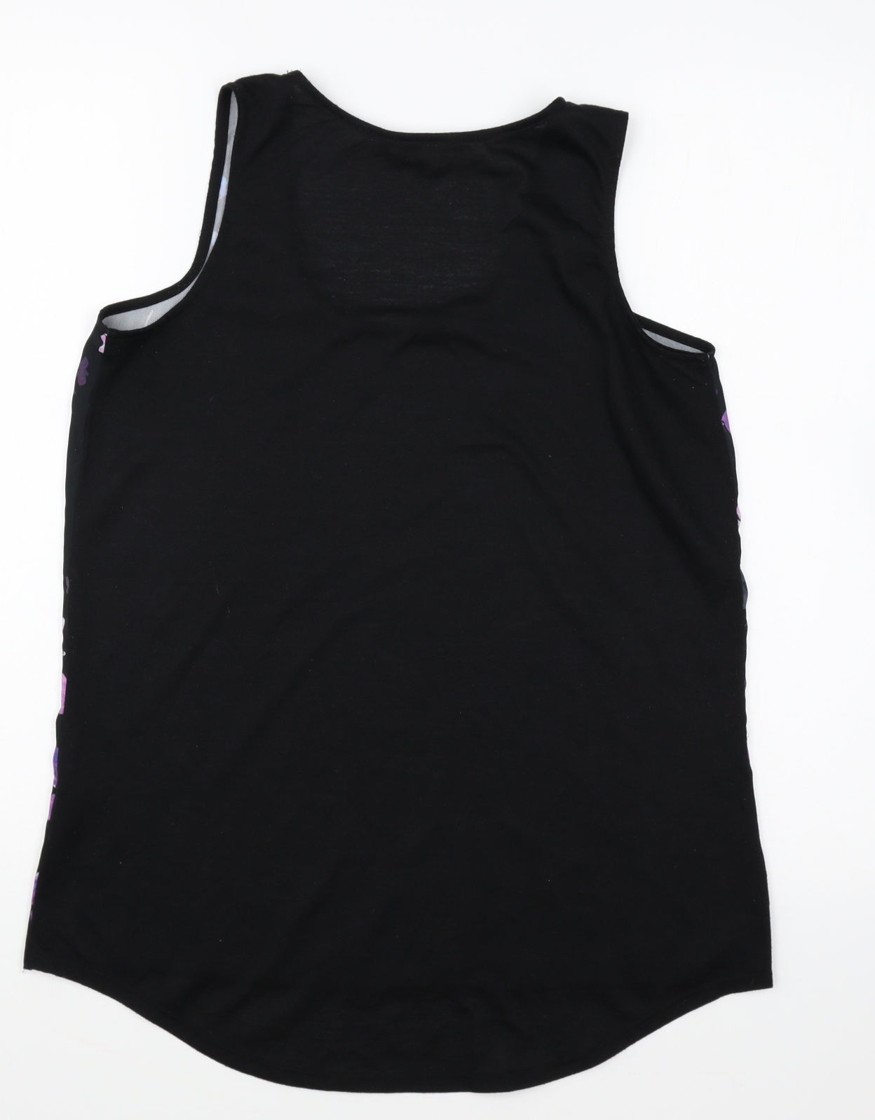 F&F Womens Black Floral Cotton Basic Blouse Size 10 Round Neck