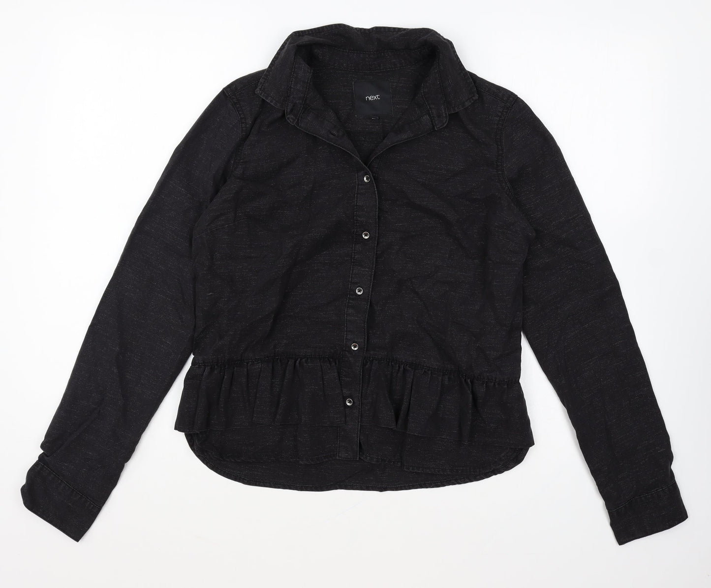 Womens UK Size 8 NEXT Black Basic Button-Up