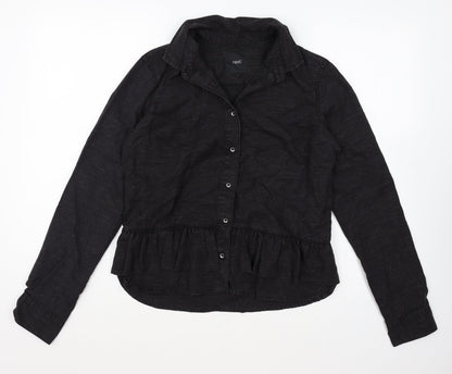 Womens UK Size 8 NEXT Black Basic Button-Up