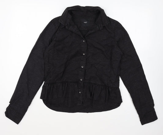 Womens UK Size 8 NEXT Black Basic Button-Up