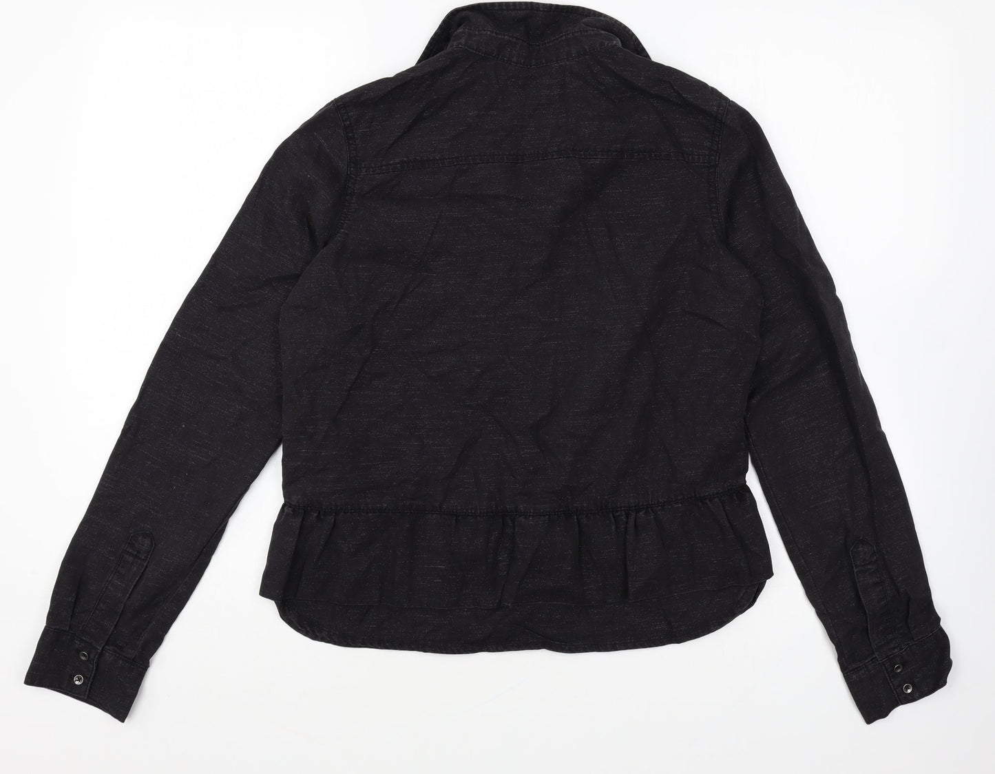 Womens UK Size 8 NEXT Black Basic Button-Up