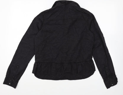 Womens UK Size 8 NEXT Black Basic Button-Up