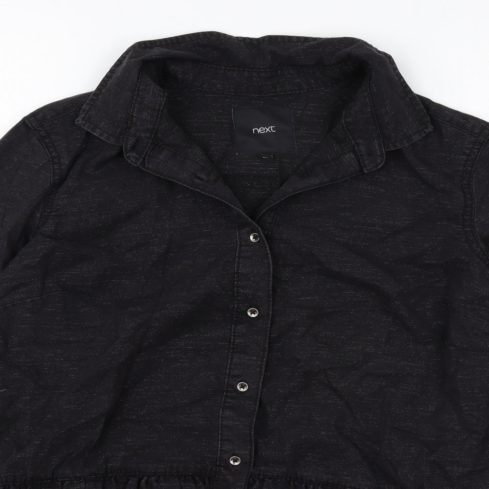 Womens UK Size 8 NEXT Black Basic Button-Up