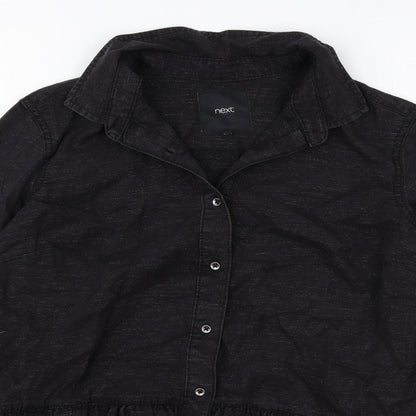 Womens UK Size 8 NEXT Black Basic Button-Up