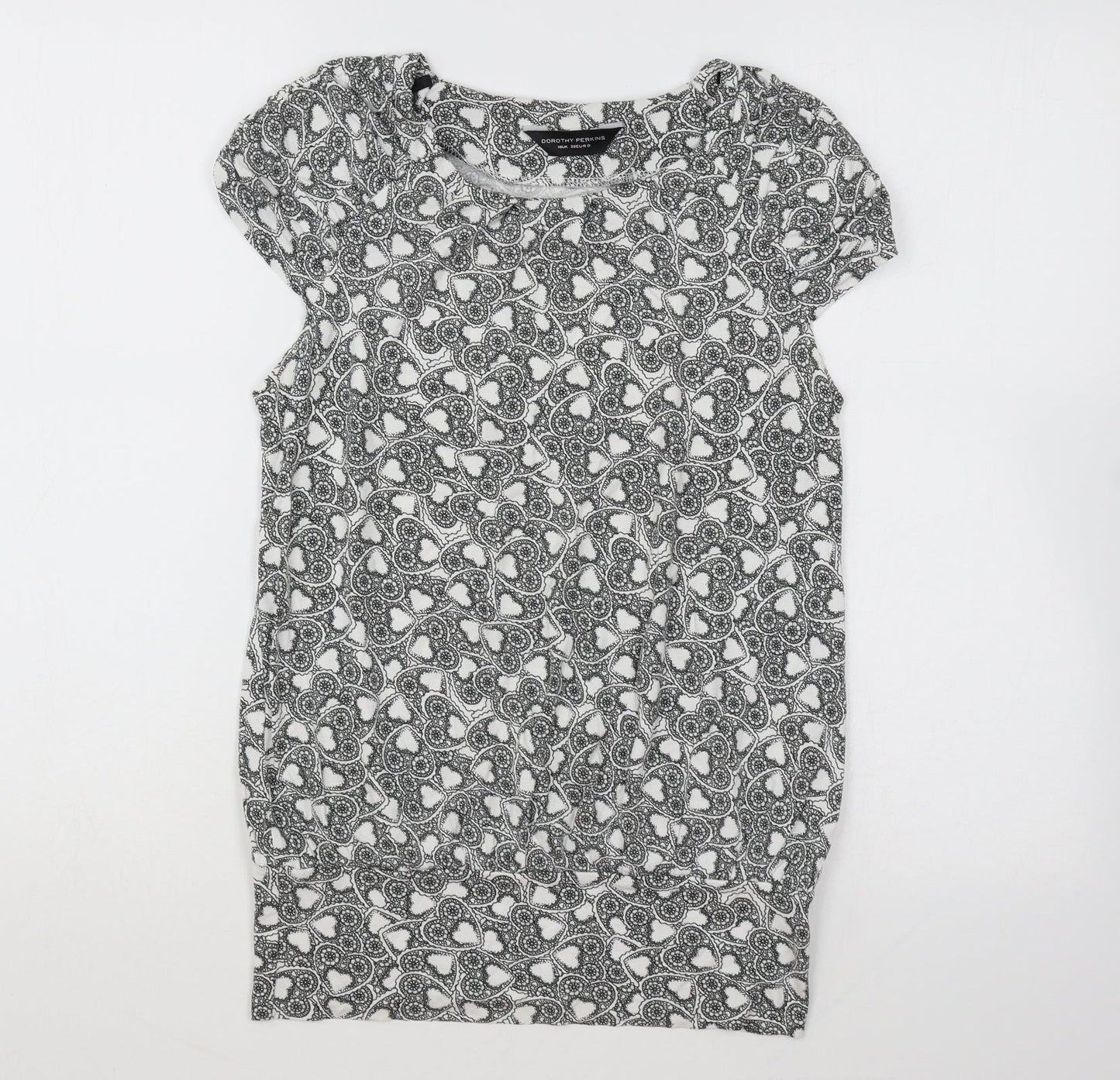 Womens UK Size 10 Dorothy Perkins White Tunic T-Shirt
