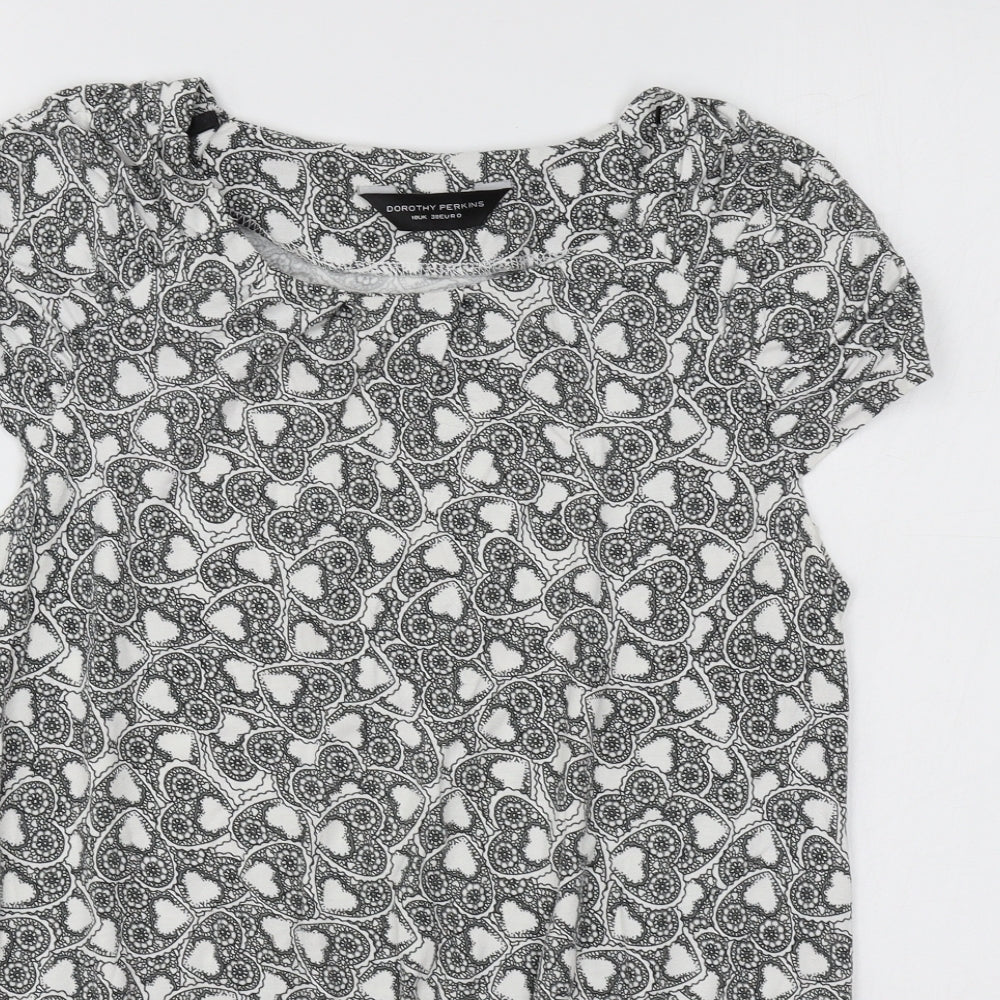 Womens UK Size 10 Dorothy Perkins White Tunic T-Shirt