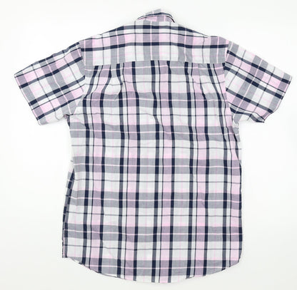 Mens UK Size S Cedar Wood State White  Button-Up Short Sleeve Casual Shirt