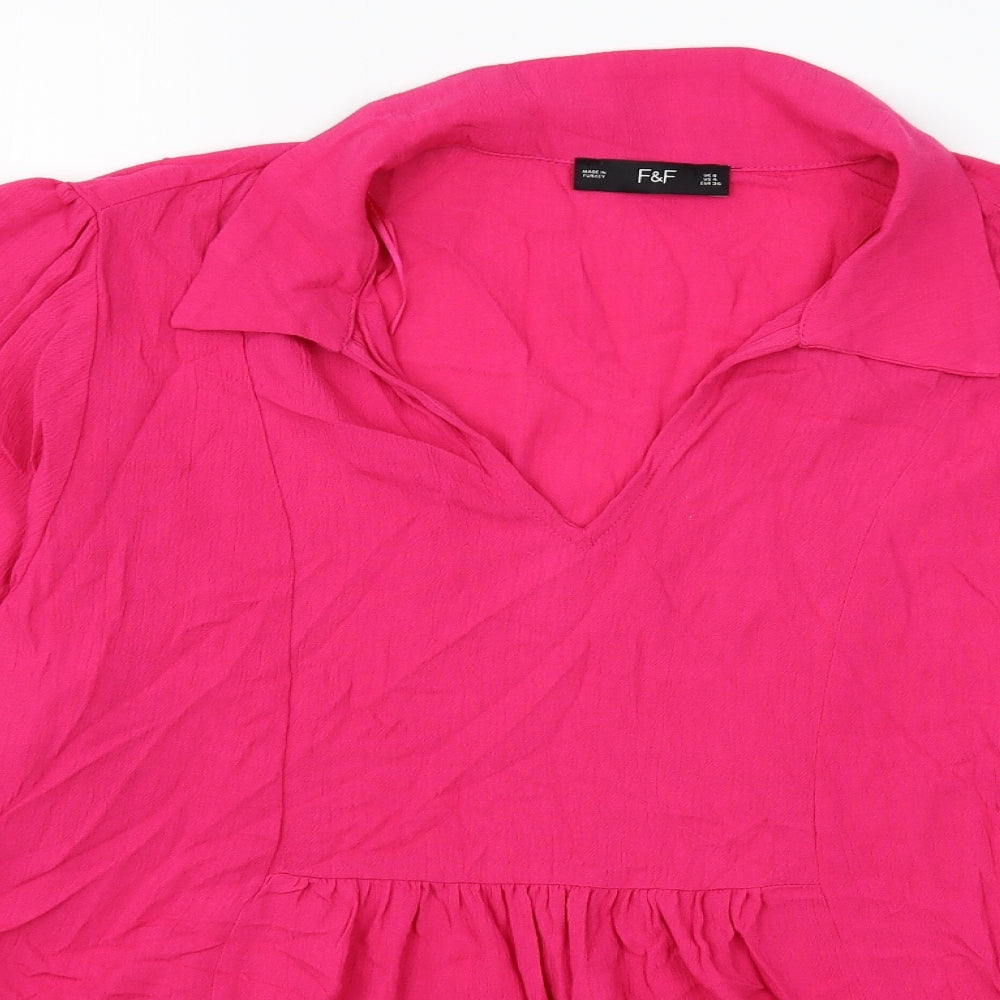 Womens UK Size 8 F&F Pink Basic Blouse