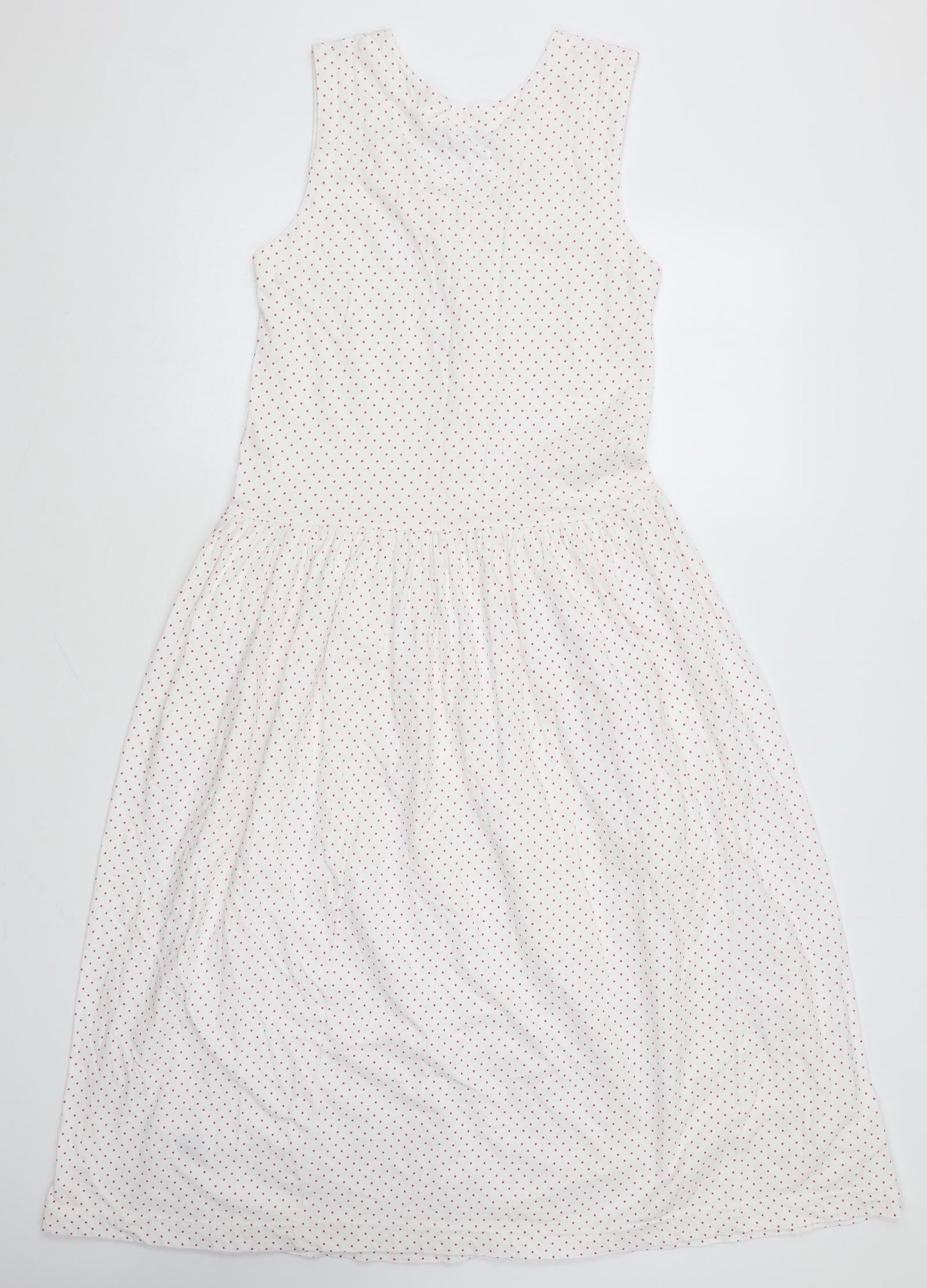MCO Womens White Polka Dot Cotton Fit & Flare Size S V-Neck Button