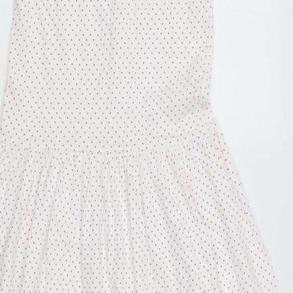 MCO Womens White Polka Dot Cotton Fit & Flare Size S V-Neck Button