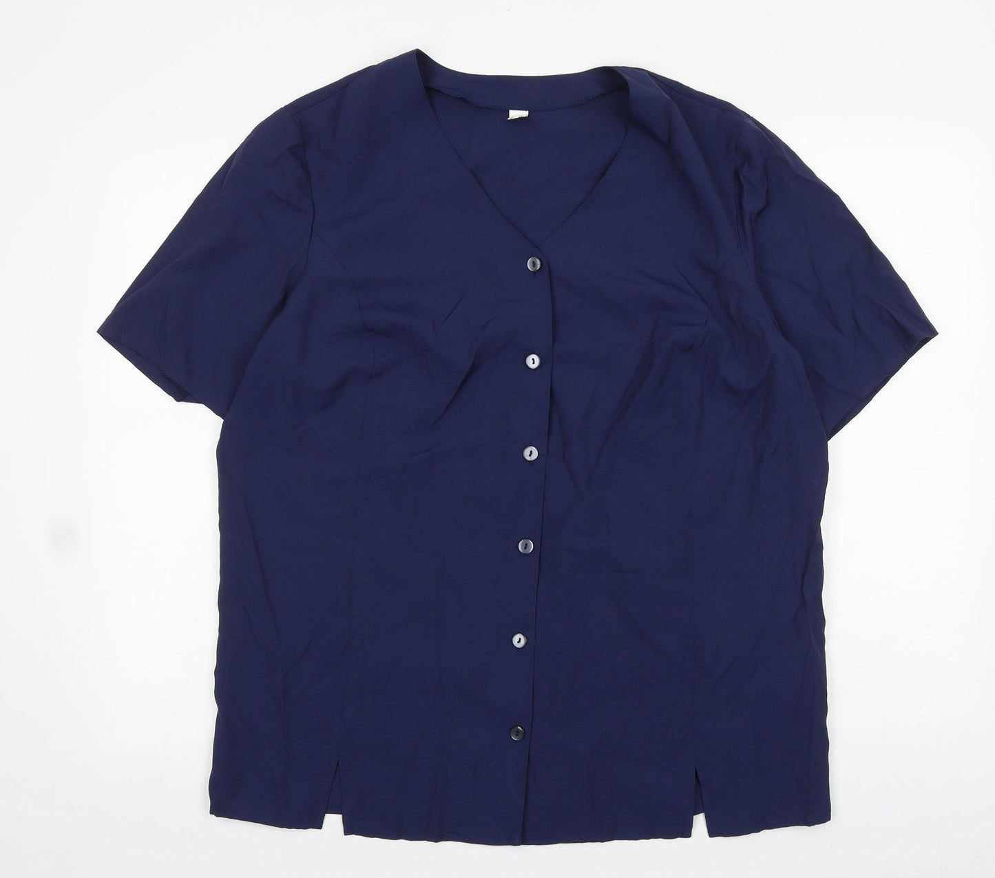 Womens UK Size 12 Preworn Blue Basic Button-Up