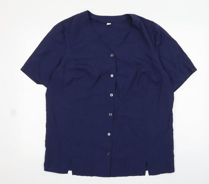 Womens UK Size 12 Preworn Blue Basic Button-Up