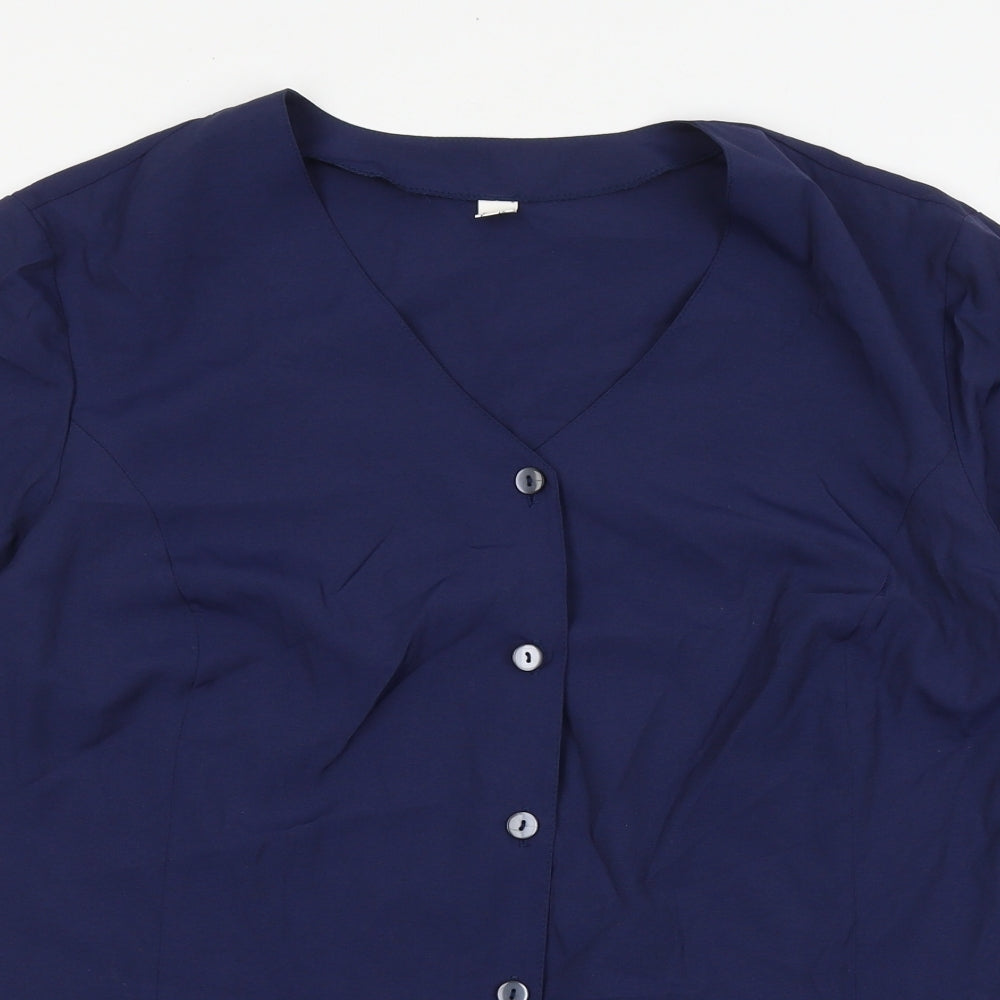 Womens UK Size 12 Preworn Blue Basic Button-Up