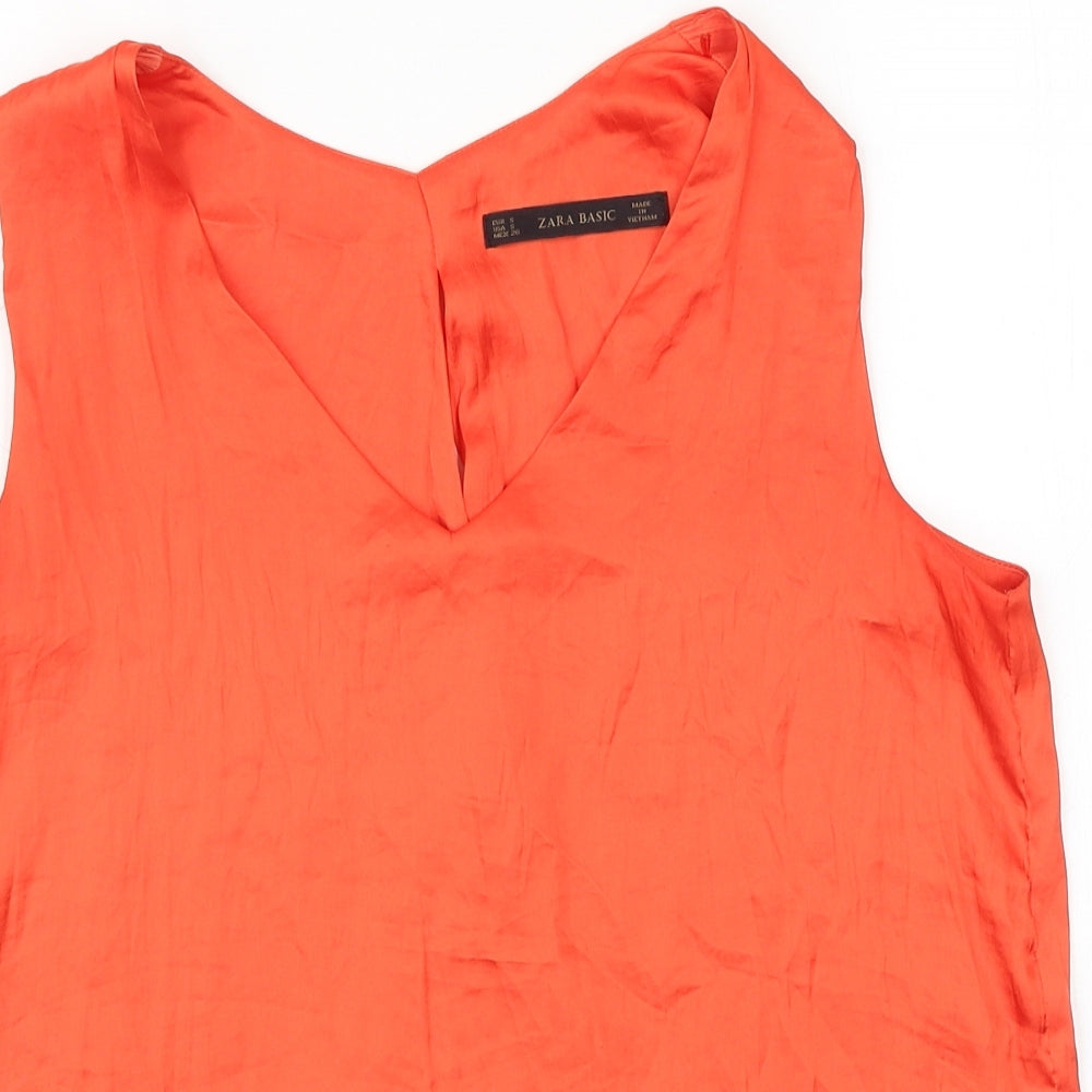 Womens UK Size S Zara Orange Basic Tank