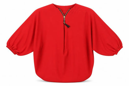 Mela London Womens Red Polyester Basic Blouse Size M V-Neck