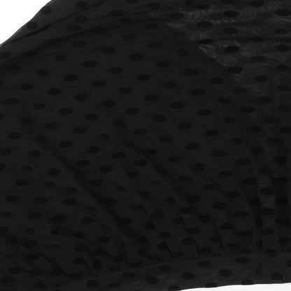 Ett twa Womens Black Polka Dot Polyester Cropped Blouse Size L V-Neck