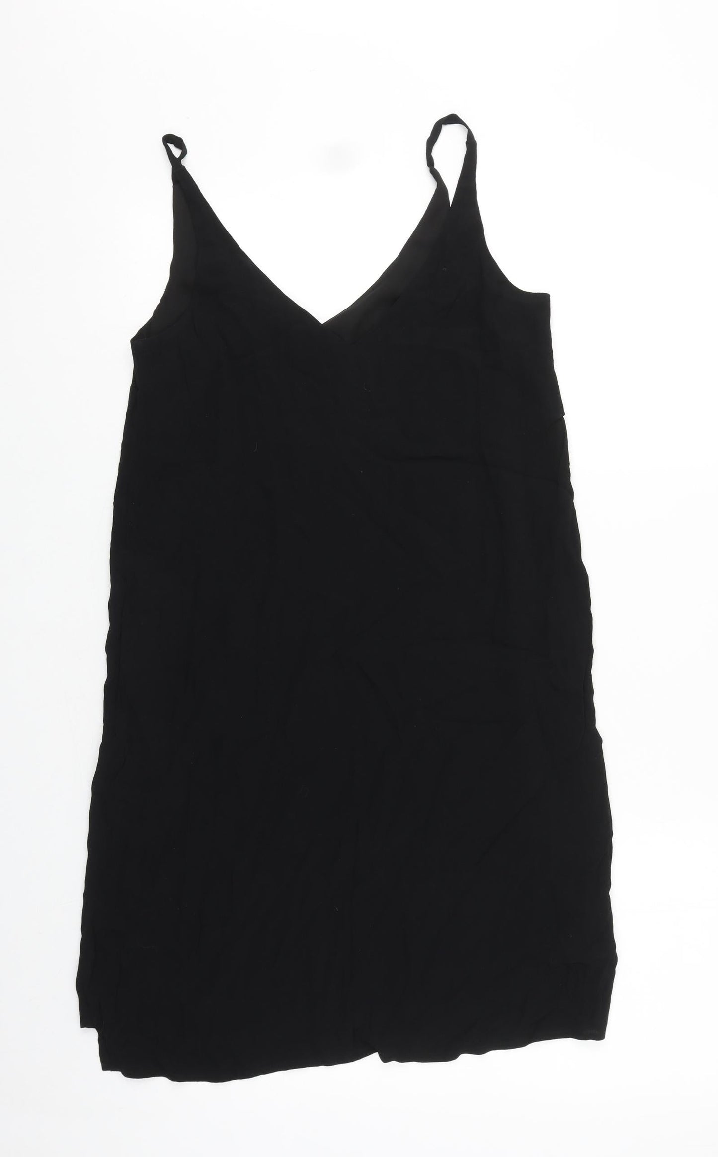 Topshop Womens Black Polyester Shift Size 6 V-Neck Pullover