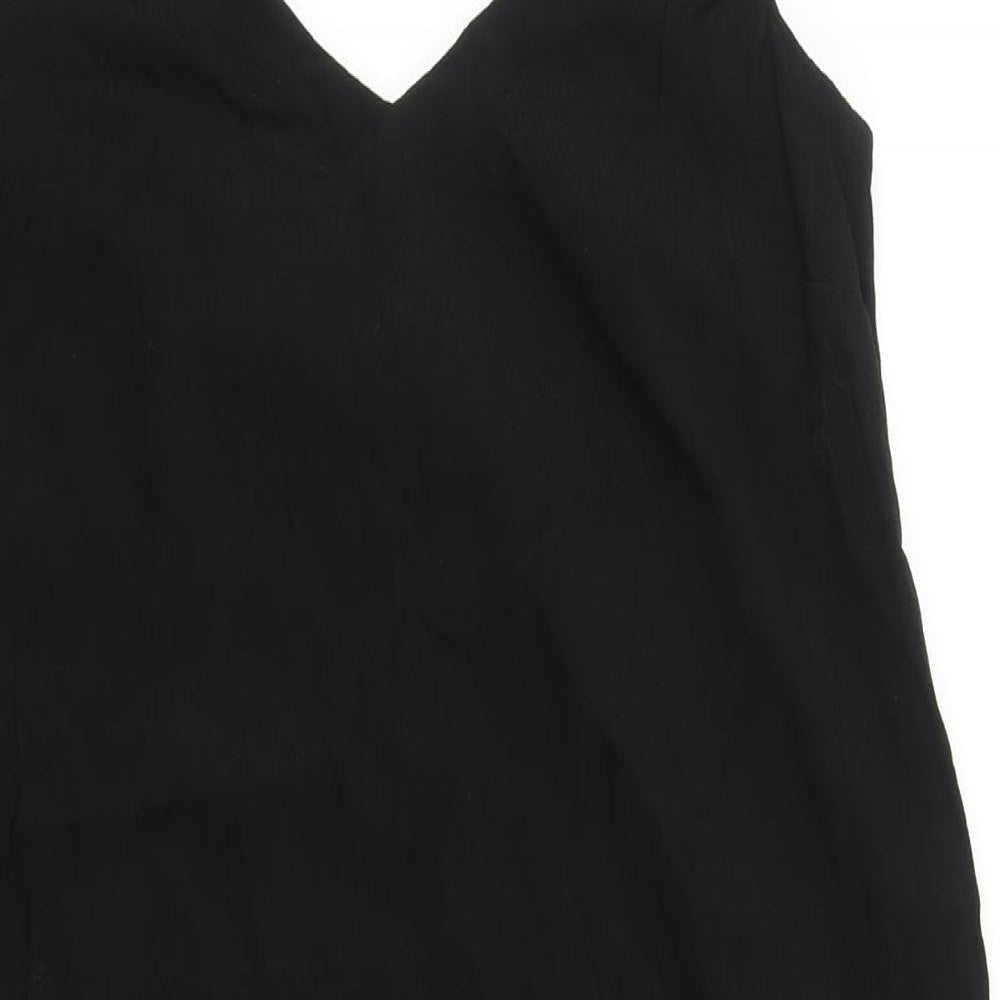 Topshop Womens Black Polyester Shift Size 6 V-Neck Pullover
