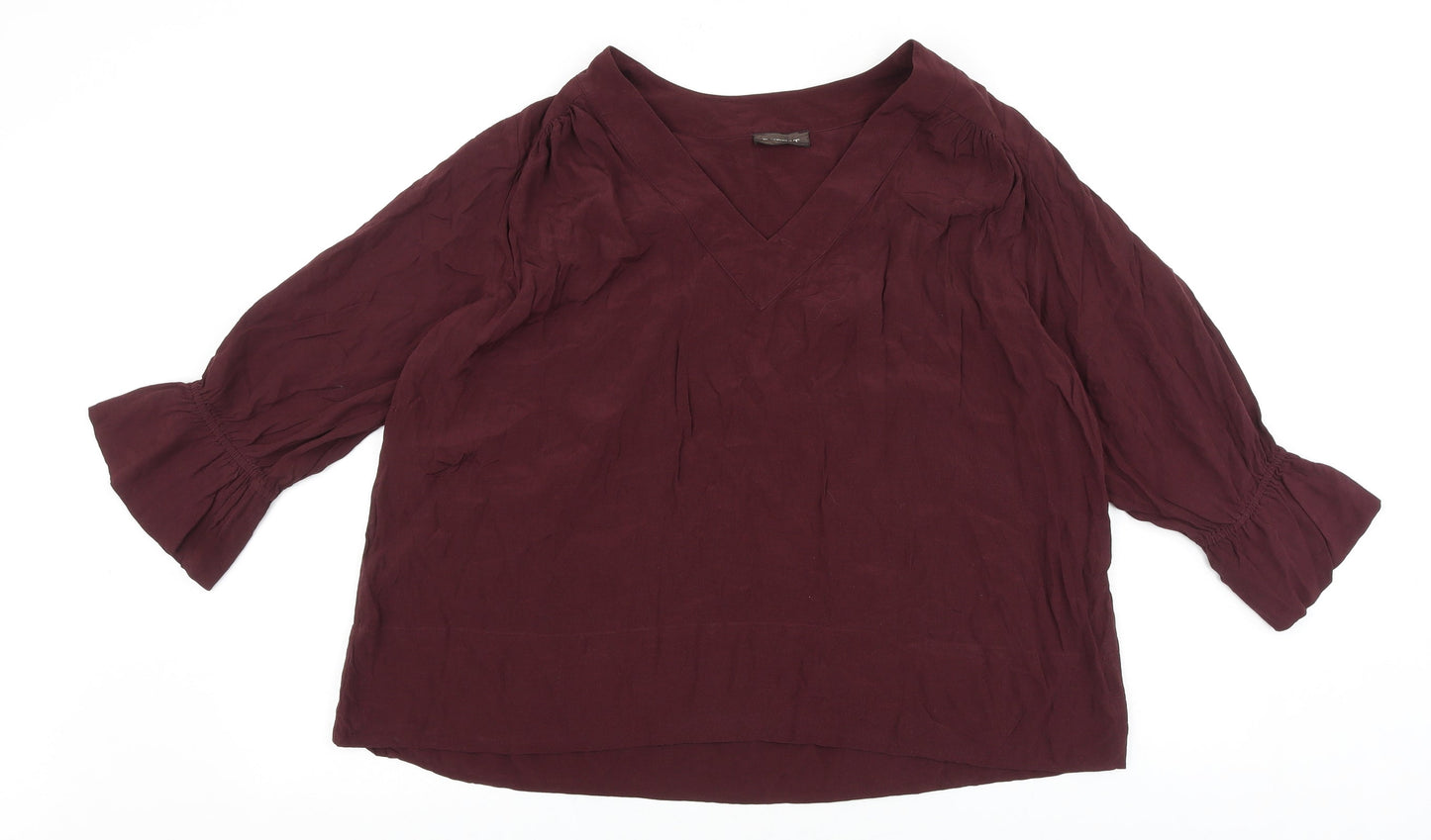 Repeat Womens Purple Polyester Basic Blouse Size 10 V-Neck