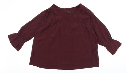 Repeat Womens Purple Polyester Basic Blouse Size 10 V-Neck