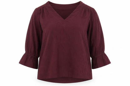 Repeat Womens Purple Polyester Basic Blouse Size 10 V-Neck