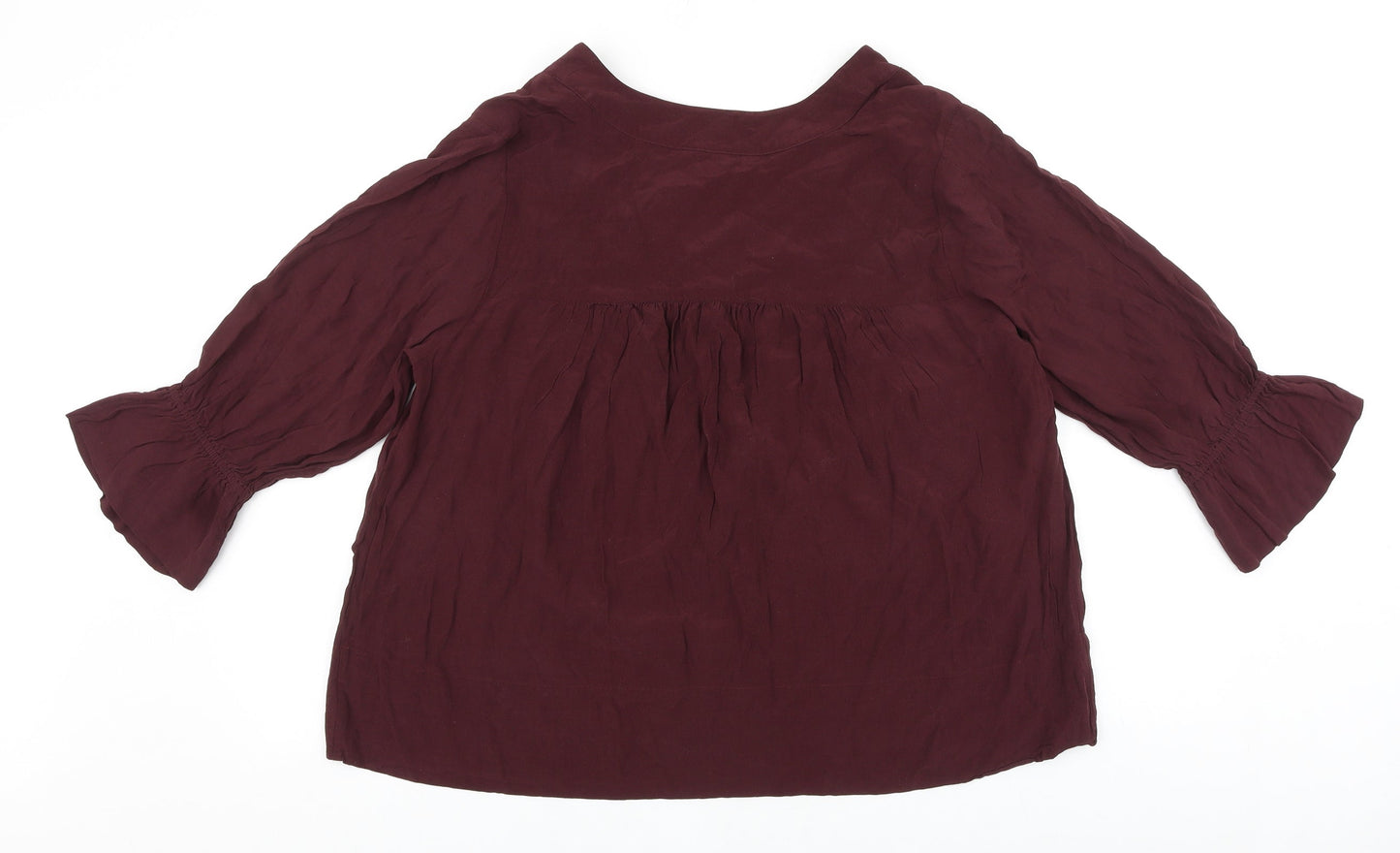 Repeat Womens Purple Polyester Basic Blouse Size 10 V-Neck