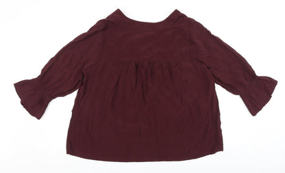 Repeat Womens Purple Polyester Basic Blouse Size 10 V-Neck