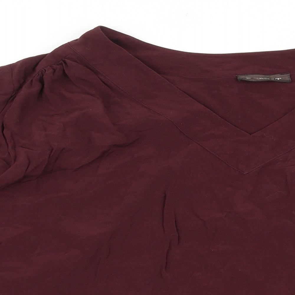 Repeat Womens Purple Polyester Basic Blouse Size 10 V-Neck