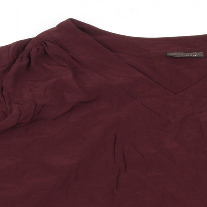 Repeat Womens Purple Polyester Basic Blouse Size 10 V-Neck