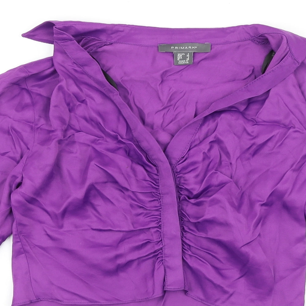 Primark Womens Purple Viscose Basic Blouse Size 6 Collared