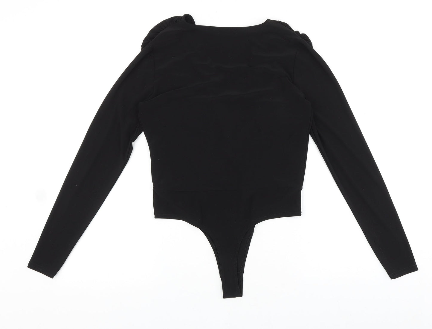 PRETTYLITTLETHING Womens Black Viscose Bodysuit One-Piece Size 12 Pullover