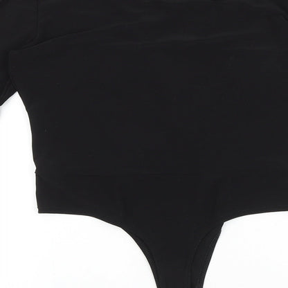 PRETTYLITTLETHING Womens Black Viscose Bodysuit One-Piece Size 12 Pullover