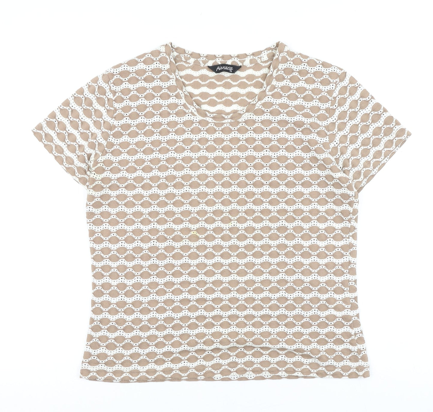 Womens UK Size 14 Alexara Brown Basic T-Shirt